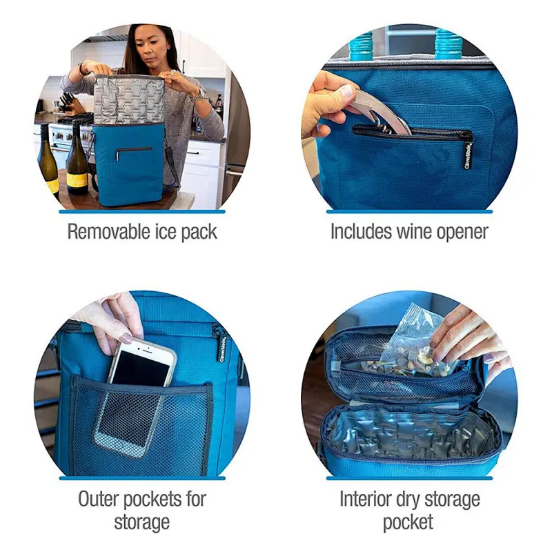 Factory supplier 3 bottles of wine Carrier Travel Insulated Wine Carry Cool Tote Bag with Shoulder Strap Wine Bag Cold Storage Bag Wine Insulated Storage Bag Bottle Bag Bringing Wine Party Wine Case Party Cherry Blossom Barbecue Handbag Bottle Case