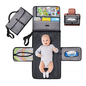 6 Pockets Large Diaper Baby Travel Bag Washable Diaper Table Changing Pad