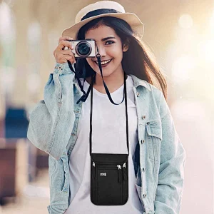 Travel Pouch Neck Wallet Family Passport Holder Organizer Case with RFID Blocking,Security Zipper Concealed Organized Wallet