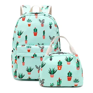 Cactus Teens School Bag with Lunch School Bags for Girls Backpack Bag School