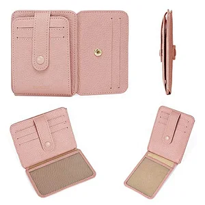Womens Leather RFID Blocking Slim Credit Card Case Holder Travel Front Pocket Wallet
