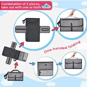 6 Pockets Large Diaper Baby Travel Bag Washable Diaper Table Changing Pad
