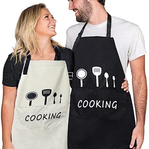 Personalized Kitchen Aprons 2pcs Waterproof Polyester Aprons for Men and Women