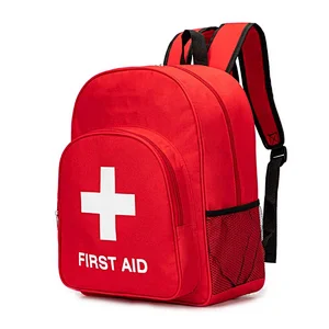 Red First Aid Backpack Empty Medical Storage Travel Baby Camping Kids First Aid Kit