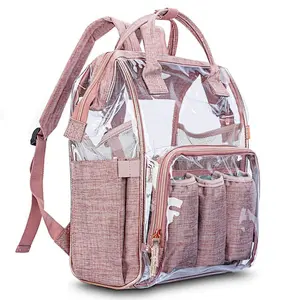 Premium PVC Diaper Bag Backpack clear transparent stylish diaper bag korea pu leather backpack