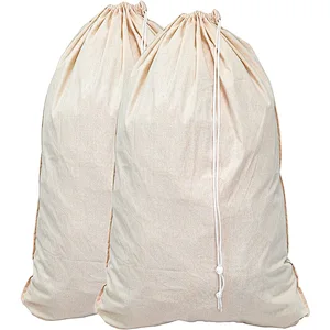 Extra Large Natural Cotton Drawstring Laundry Bag , Beige (28