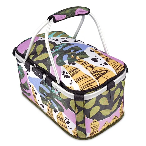 Portable Collapsible Picnic Basket Insulated Cooler Bag Outdoor Lunch Basket