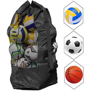 Large Mesh Football Storage Bag Mesh Football Carry Bag Sports Ball Drawstring Shoulder Bag