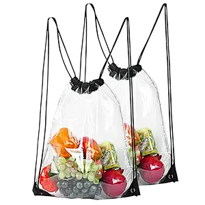 High Quality Food Grade Sport School Gym Clear TPU Drawstring Bag Transparent Backpack
