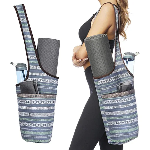 Sturdy Canvas Exercise Yoga Mat Sling Bag with Smooth Zippers