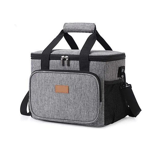 Large Lunch Bag 24-Can (15L) Insulated Lunch Box Soft Cooler Cooling Tote for Adult Men Women, Grey