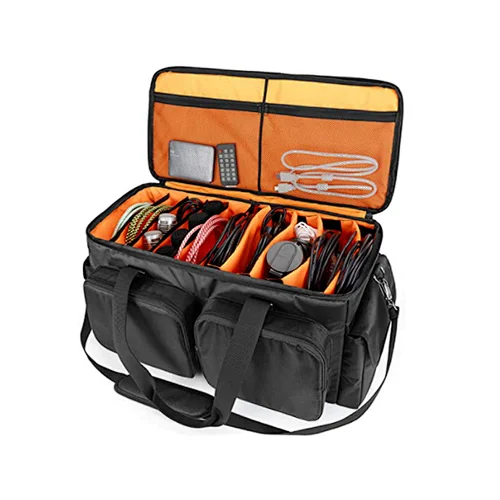 DJ Cable File Bag with Detachable Padded Bottom and Dividers, Travel Gig Bag