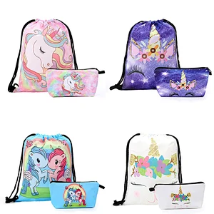 YCW new unicorn gift bag sets drawstring bag
