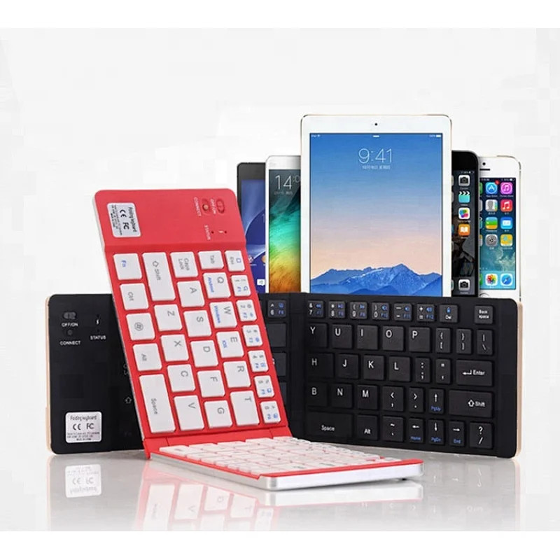 Aluminum Foldable Wireless Blue tooth Keyboard Teclado with Stand FBK6803