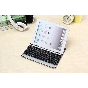 Aluminum Wireless Blue tooth Keyboard case cover stand for iPad 2 3 4 iPhone