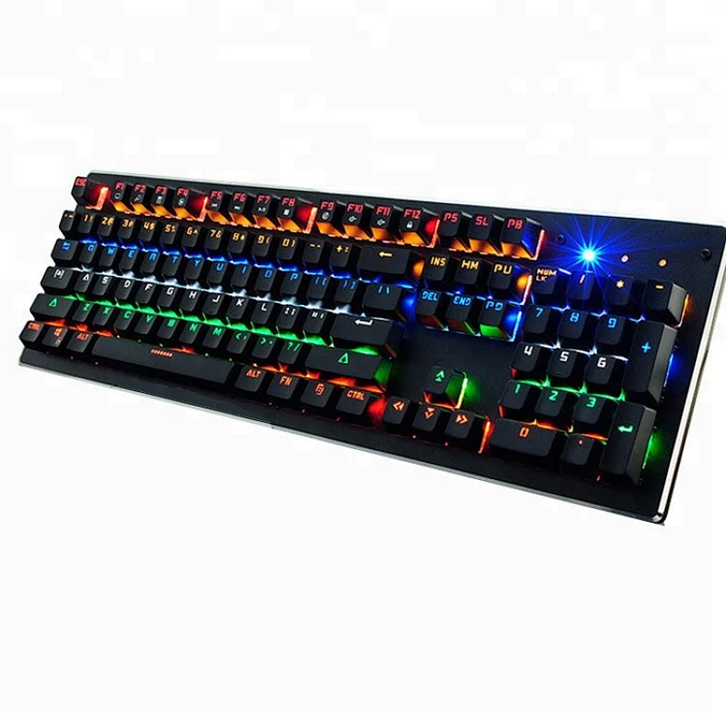 Mechanical Wired USB Gaming Backlight Metal Panel blue switch Keyboard