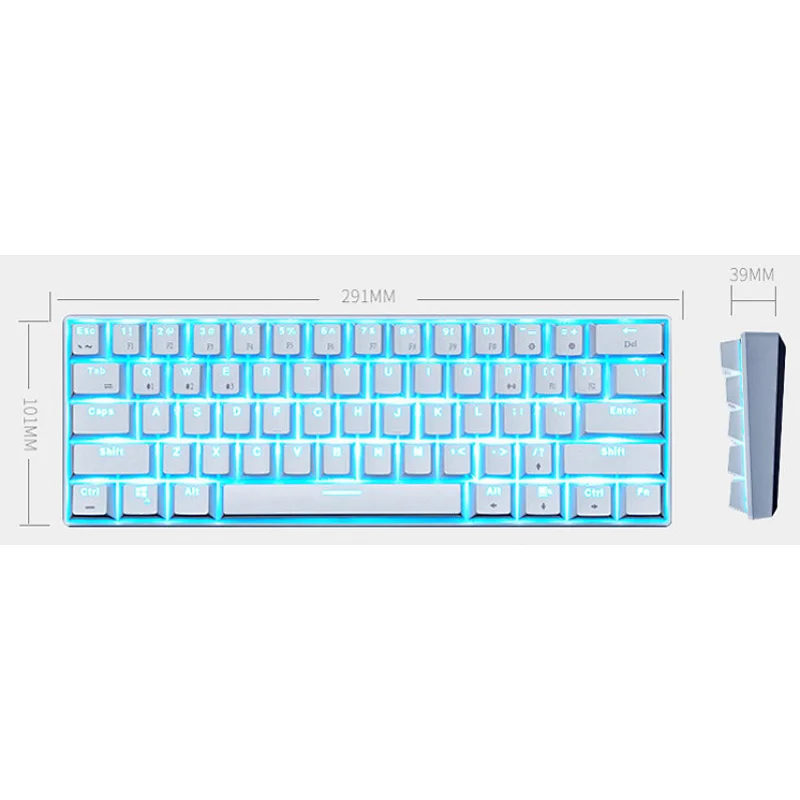 61keys 3Channels Wireless Blue tooth & Wired Metal Gaming Mechanical Keyboard