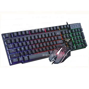Wired 104Keys Backlit Multimedia Ergonomic Gaming Keyboard and Mouse Spanish keyboard RGB