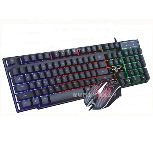 Wired 104Keys Backlit Multimedia Ergonomic Gaming Keyboard and Mouse Spanish keyboard RGB