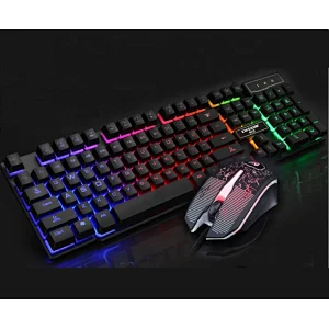 Wired 104Keys Backlit Multimedia Ergonomic Gaming Keyboard and Mouse Spanish keyboard RGB