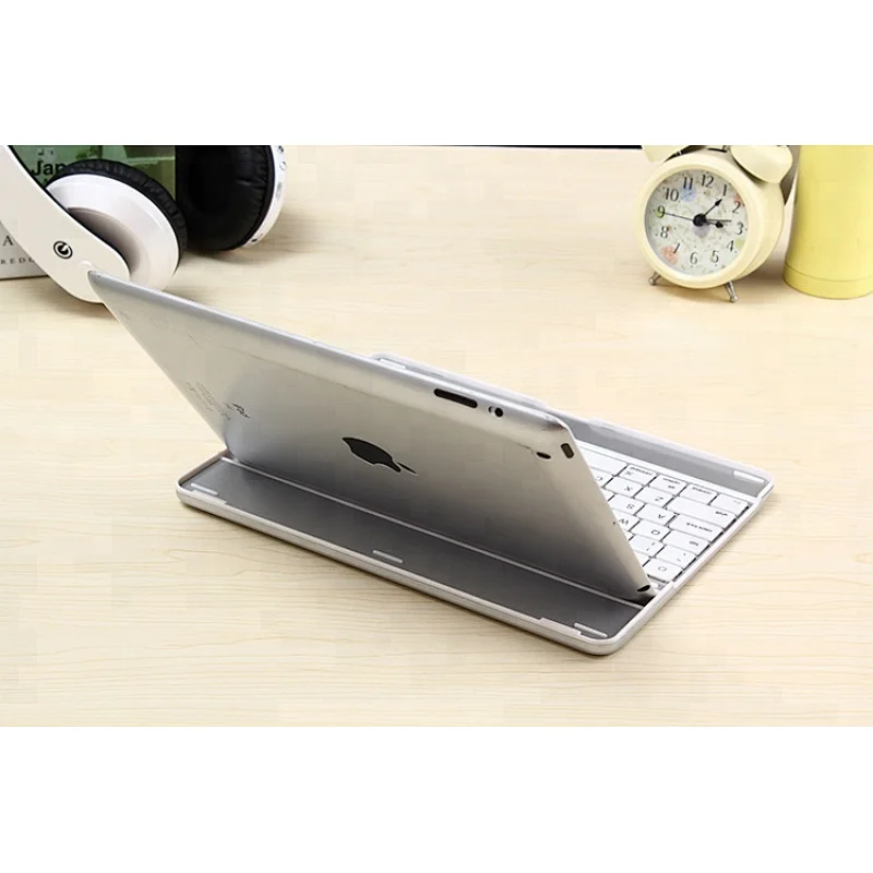 Aluminum Wireless Blue tooth Keyboard case cover stand for iPad 2 3 4 iPhone