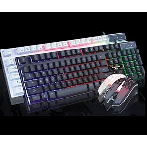 Wired 104Keys Backlit Multimedia Ergonomic Gaming Keyboard and Mouse Spanish keyboard RGB