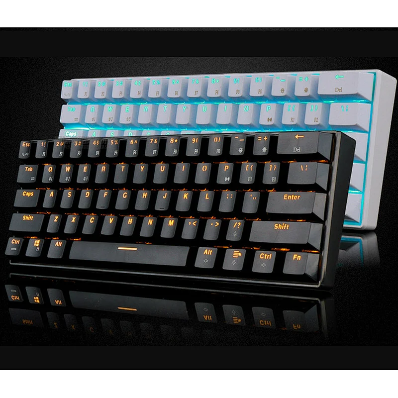 61keys 3Channels Wireless Blue tooth & Wired Metal Gaming Mechanical Keyboard
