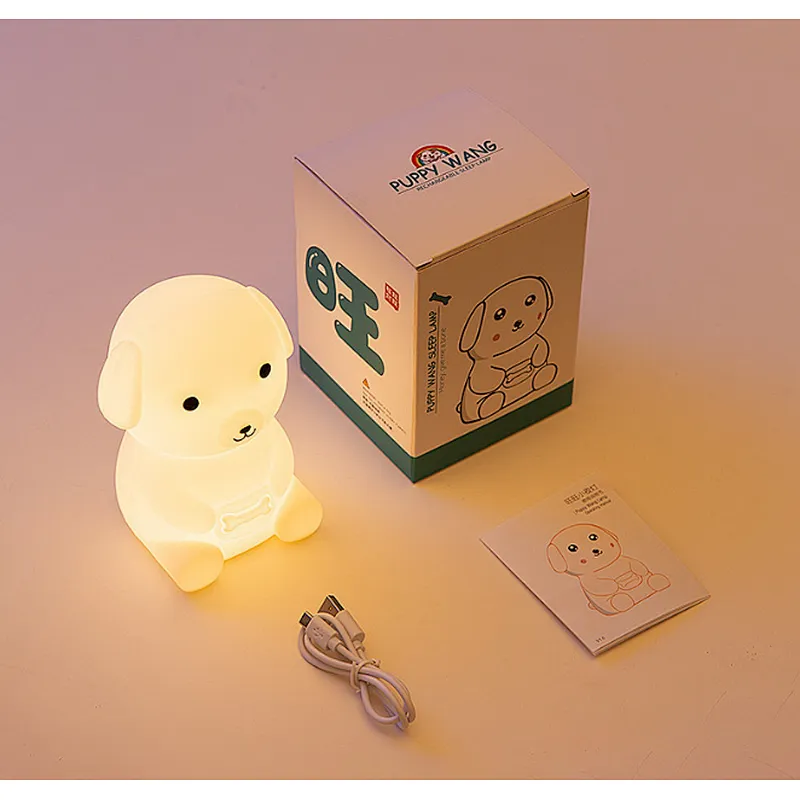 Puppy USB rechargeable silicone night light for kids bedroom
