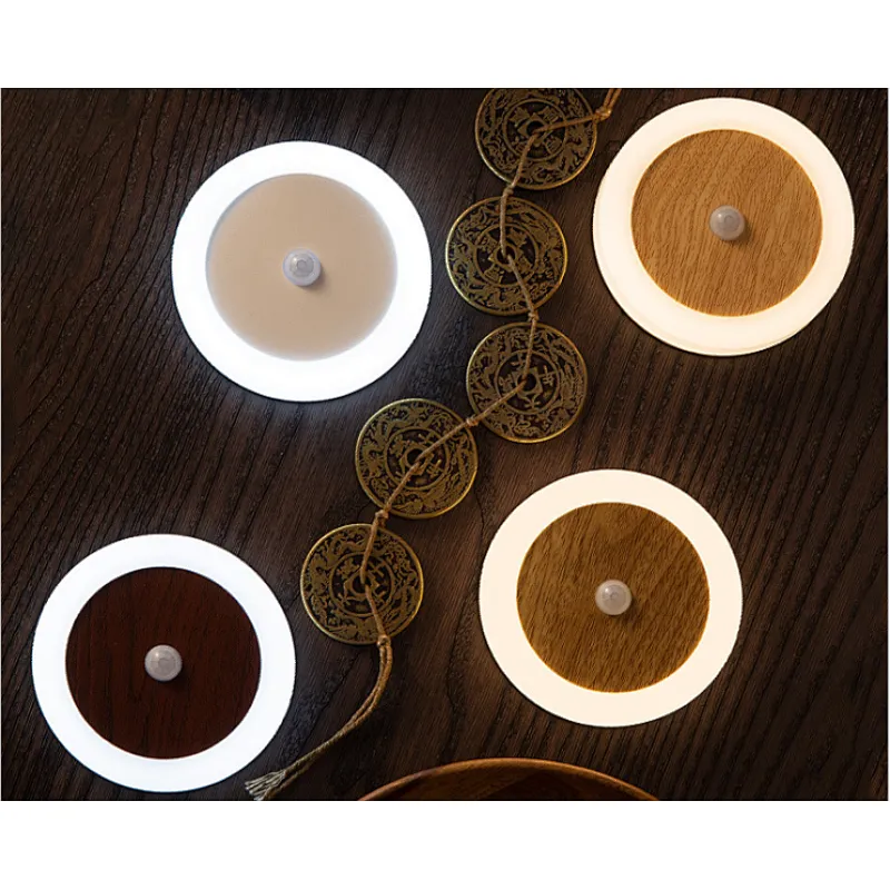 Motion sensor room USB rechargeable wood grain wardrobe night light