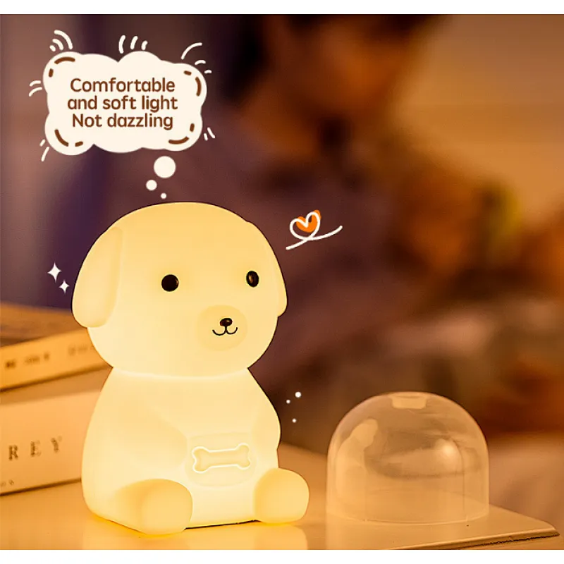 Puppy USB rechargeable silicone night light for kids bedroom