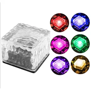 Colorful RGB glass LED square brick waterproof IP68 solar light
