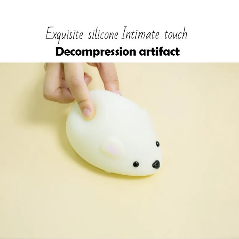 Touch silicone soft light  sleeping mouse night light
