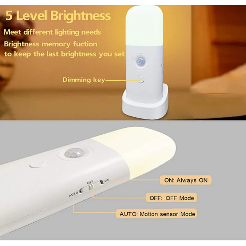 Portable USB rechargeable motion sensor LED night light