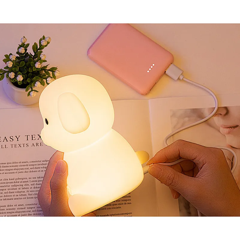 Puppy USB rechargeable silicone night light for kids bedroom