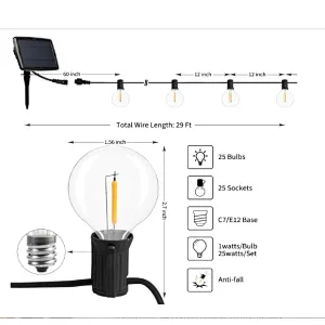 Garden string solar light waterproof 25 LED 9.5M