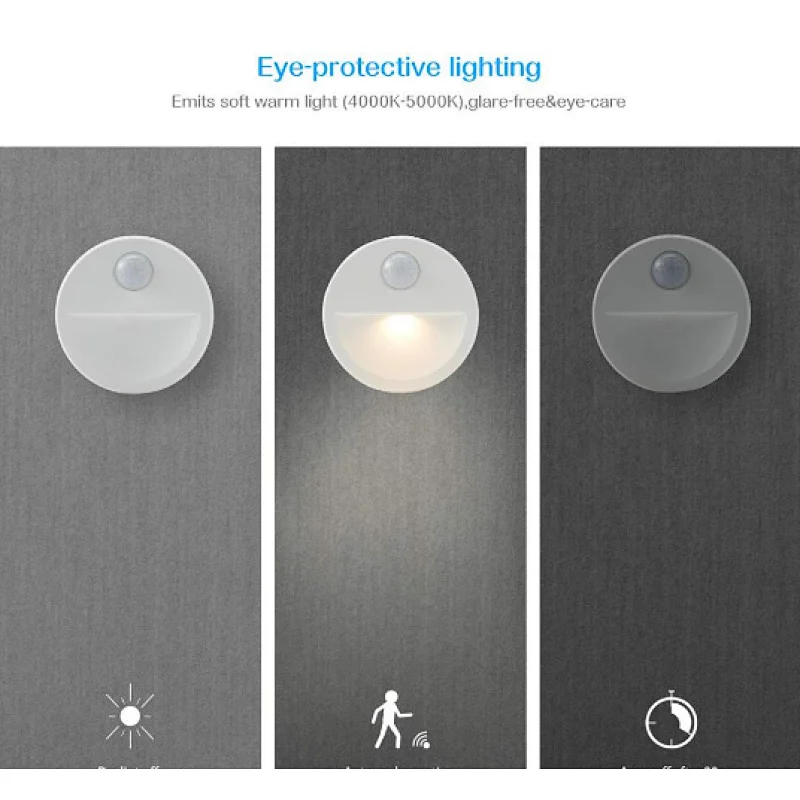 Battery operated round motion sensor night light