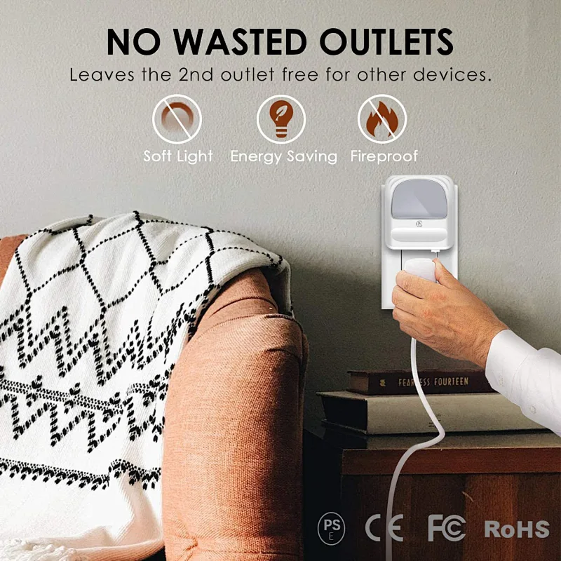 Bedroom plug into wall motion sensor night lights