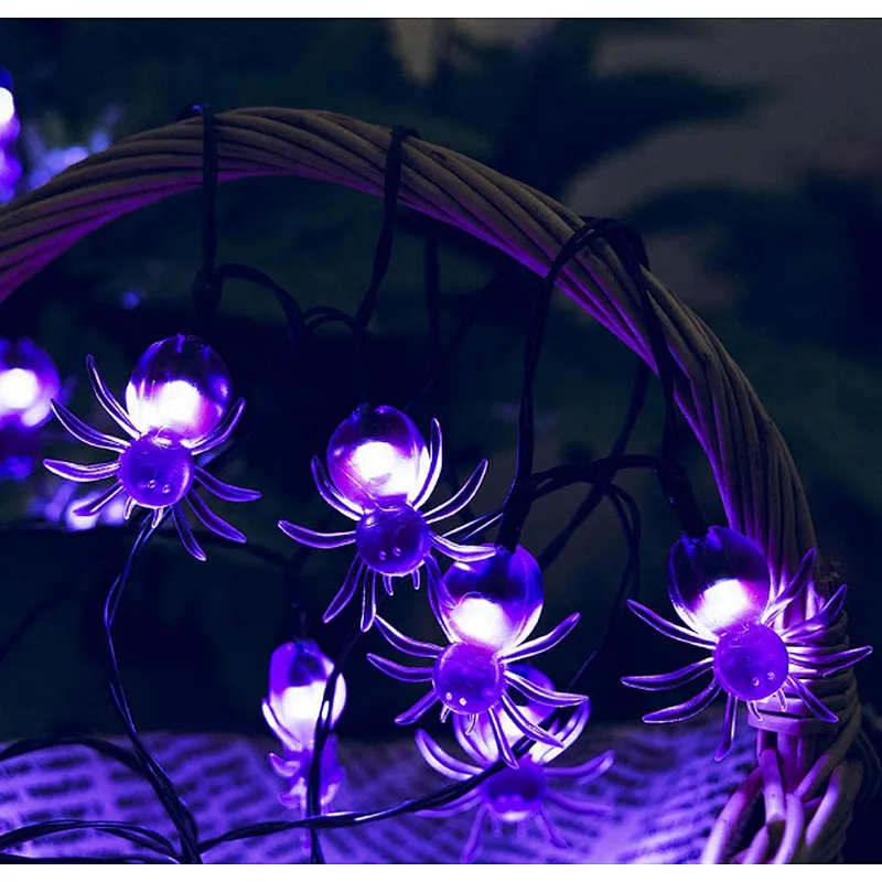 Halloween decorative lights waterproof IP44 outdoor spider LED 1.5m 10 LED battery operated string light