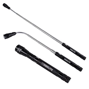 3 LED aluminium alloy magnetic pickup flexible telescoping tool flashlight with hook