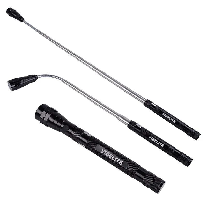 3 LED aluminium alloy magnetic pickup flexible telescoping tool flashlight with hook