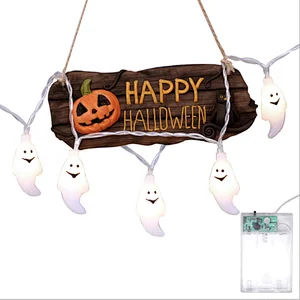 Halloween decoration ghost LED lights indoor 1.2m 10 LED battery operated`RGB string light