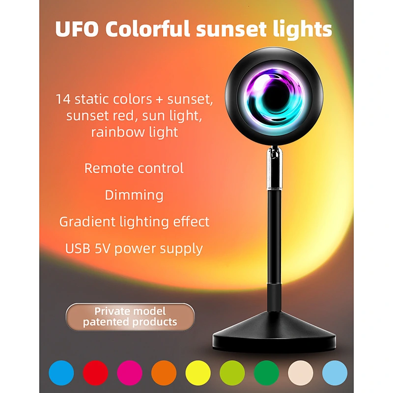 UFO night light LED bed RGB 16 color 4 mode USB remote control sunset projection lamp