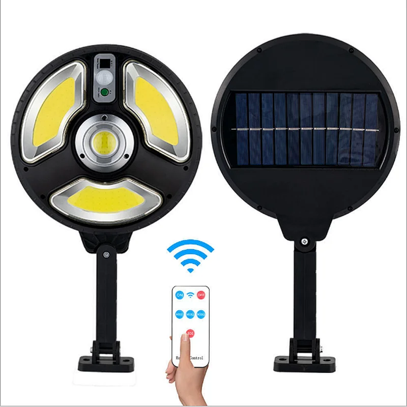 COB outdoor round remote control outdoor bright LED street light road path solar flood lights