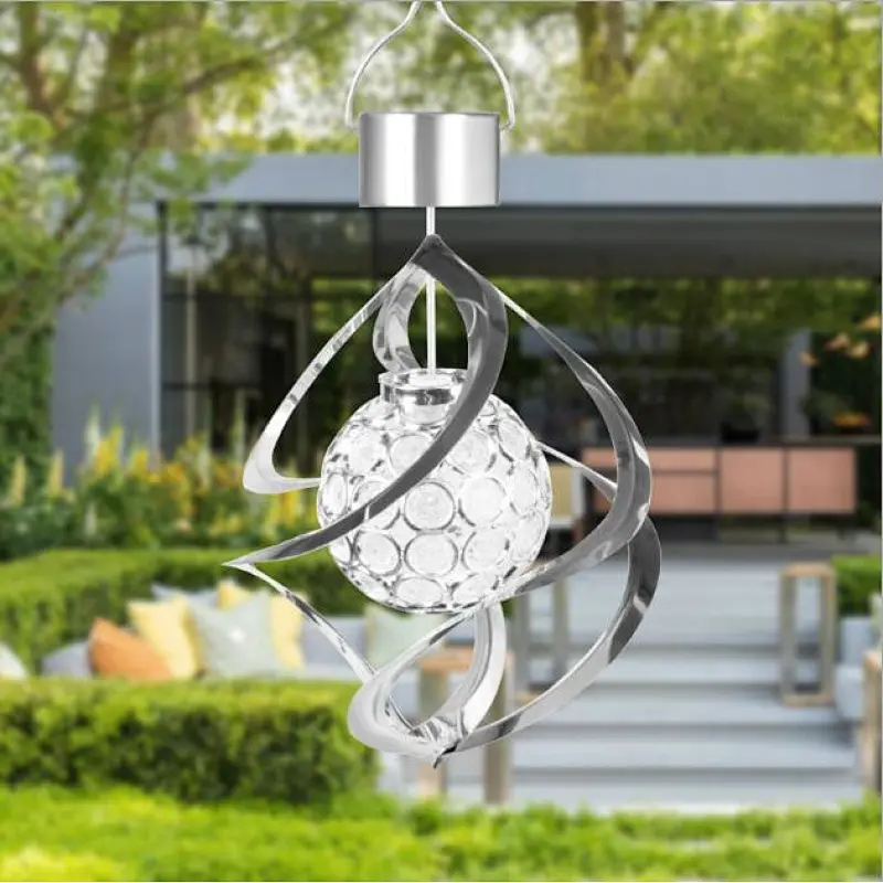 Decorative RGB waterproof IP65 lights LED wind chime spining light hanging solar outdoor light