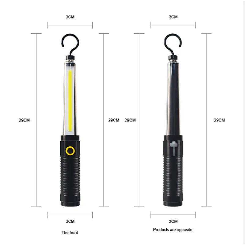 3 Modes LED Rechargeable USB Torch COB Flashlight with Detachable Magnetic Hook