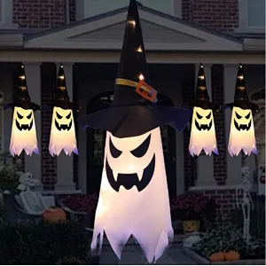 Halloween waterproof IP44 LED light hanging glowing ghost 3m 5pcs string lights
