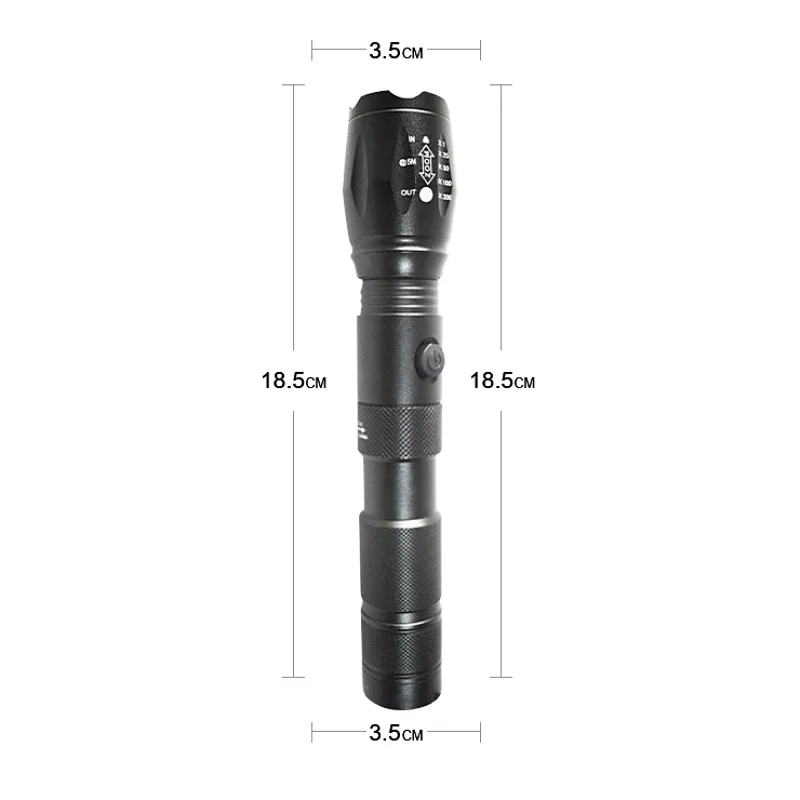 High quality tactical handheld 1000 lumens torch rechargeable powerful flashlight
