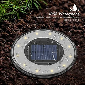 12 LED disk outdoor powered ground plug garden lights mini solar patio light