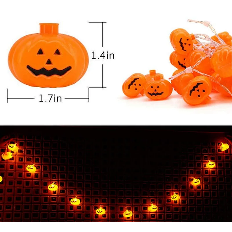 Halloween 3D pumpkin LED light outdoor battery operated 1.5 meters 10 LED string lights