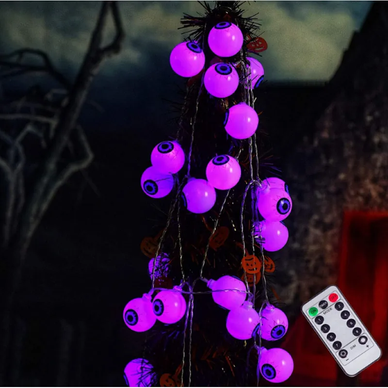 Halloween decoration LED battery operated outdoor 30cm 8 modes remote control 30 LED eyeball string lights